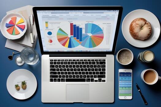 using the personal computer on the table AI Generated photo