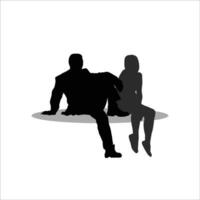 Couple sitting silhouette vector