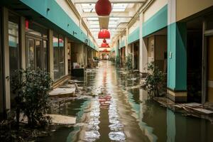 situation flooding in mall Starting Scenarios professional advertising photography AI Generated photo