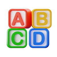 alfabeto blocos crianças Educação brinquedos 3d ilustrações png