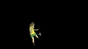 Cartoon Female Kicking Football Animation video