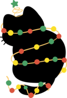 jul svart katt med lampor png