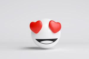 emoticono emoji contento sonriente en amor aislado en un blanco antecedentes. foto