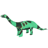 a dinosaur toy with green and black spots png