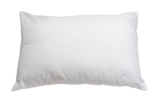 White pillow without case after guest's use at hotel or resort room isolated with clipping path in png file format.  Concept of comfortable and happy sleep in daily life