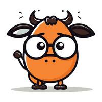 linda dibujos animados vaca mascota personaje con lentes vector ilustración