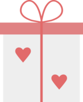 blanco y rosado regalo caja con cinta y corazones, plano icono png