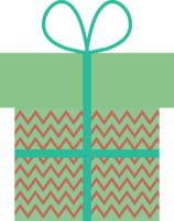 verde e Rosa presente caixa com fita e arco e ziguezague padrão, plano ícone png