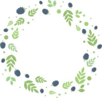 redondo marco de moras y verde hojas y leña menuda en plano png