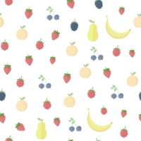 Cute seamless pattern with a fruits and berries in pastel colors, flat style png