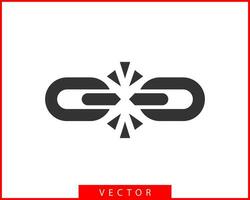 roto cadena enlace icono vector. concepto demage conexión o unirse en negocio. desconectar símbolo aislado en blanco antecedentes. vector