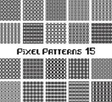 Pixel pattern seamless, black and white color. Patterns set in retro design. vector