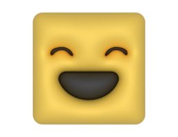 3D Square type SMILE emoji png