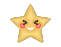 3d skrattande leende tecknad serie stjärna emoji png