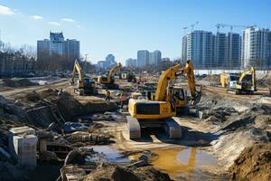 construction site situation during working time professional photography AI Generated photo