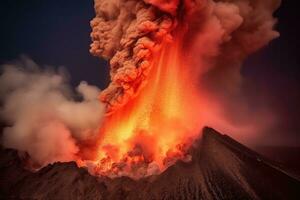 nature disaster volcanic eruption AI Generated photo