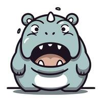 Hippopotamus Cartoon Mascot Character Vector Illustration.