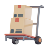 Package trolley icon delivery logistics and distribution 3D render png