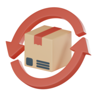 Exchange goods return parcel sign icon, efficient and convenient returns and exchanges 3D render png