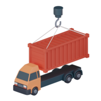 Container truck logistics icon 3D render. png