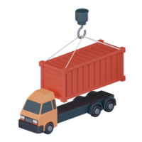 récipient un camion logistique icône 3d rendre. png