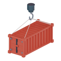 Crane lifting shipping containers icon 3D render. png