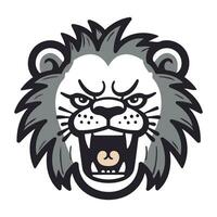 Angry lion head. Vector illustration isolated on a white background.