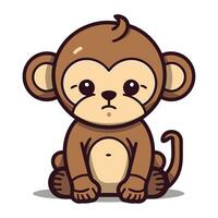 Cute monkey cartoon character vector illustration. Cute monkey cartoon mascot.