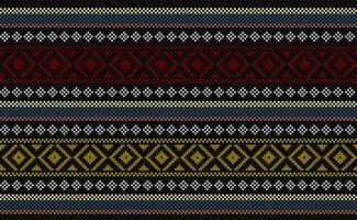 Ethnic pixcel art pattern, Vector Geometric tribal background, Red and black pattern ornament native
