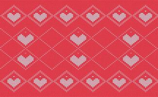 Heart knit love pattern, Cute cross stitch background, Knitted pattern, Heart continuous nordic style vector
