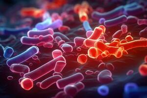 bacteria in microscopic view AI Generated photo