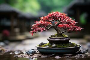 tradicional japonés bonsai planta Arte ai generado foto