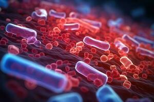 bacteria in microscopic view AI Generated photo