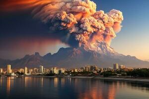 nature disaster volcanic eruption AI Generated photo