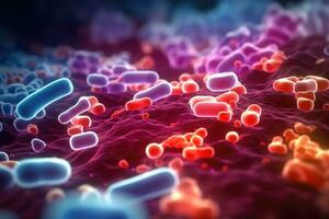 bacteria in microscopic view AI Generated photo