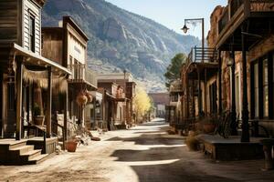 antiguo Oeste pueblo dónde vaqueros En Vivo ai generado foto