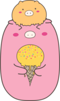 Hand drawn cute pig illustration, Transparent background png