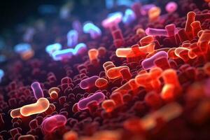 bacteria in microscopic view AI Generated photo