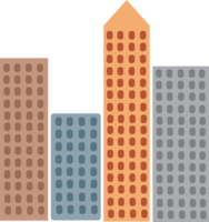 Cartoon city buildings, Transparent background png