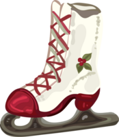 Christmas ice skates illustration on transparent background. png