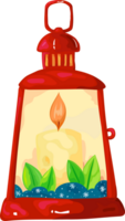 Christmas candle lantern illustration on transparent background. png