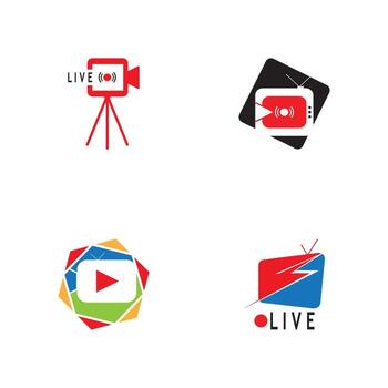 Live TV streaming logo vector template illustration