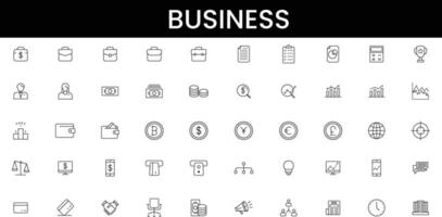 Finance and business line icons collection. Big UI icon set in a flat design. Thin outline icons pack. Vector illustration