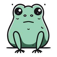 Frog vector illustration. Cute cartoon frog isolated on white background.
