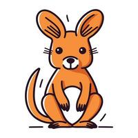 Cute kangaroo sitting on the ground. vector illustration.