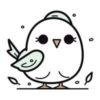 Vector illustration of a cute chick with a bird in its beak