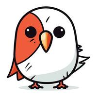 Vector illustration of cute cartoon bird. Isolated on white background.