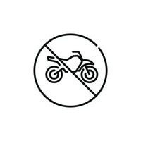 No motorcycle line icon sign symbol isolated on white background vector