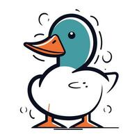 Duckling vector illustration. Cute cartoon character of duck.