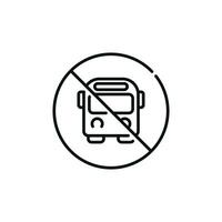 No bus line icon sign symbol isolated on white background. No vehicles allowed line icon vector